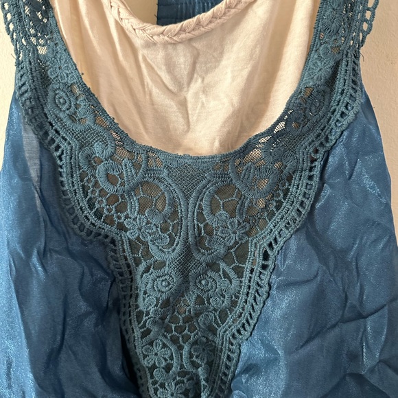 Blue and Cream Boho Camisole Top Size Small - Picture 4 of 4